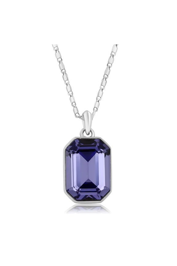 Collection Emerald Cut Purple Pendant Made with Crystals