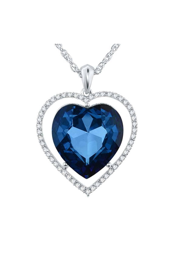 Collection Ocean Blue Heart Pendant Made with Crystals
