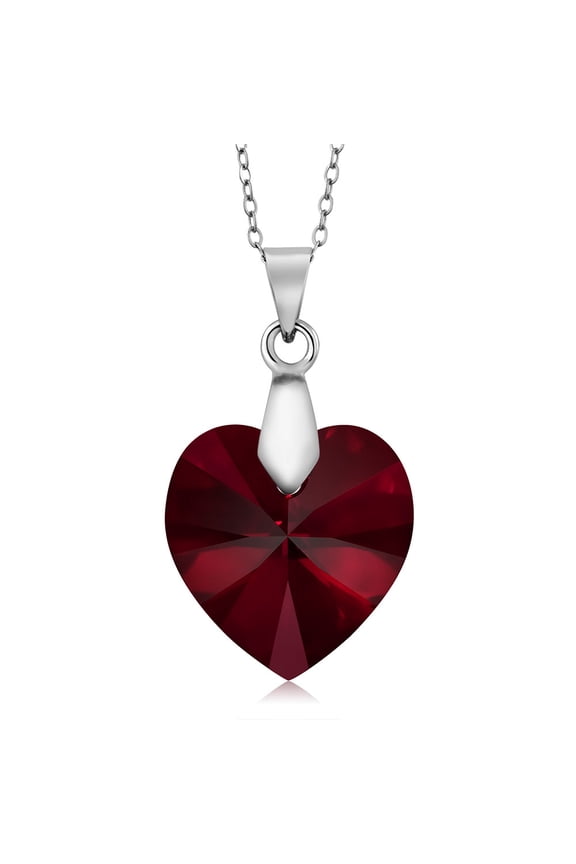 Collection Siam Red Heart Pendant Made with Crystals