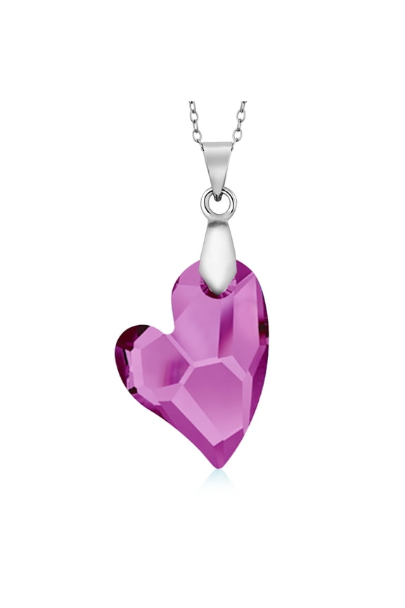 Devoted 2U Lavender Heart Shape Pendant Necklace for Women with 18 inch Chain Made with Crystals