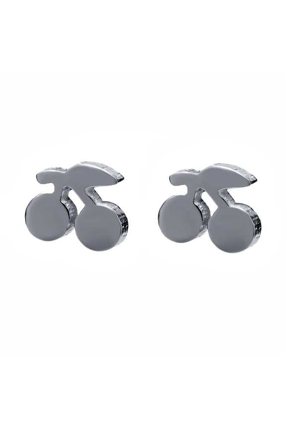 Eye Catching Small Stainless Steel Cherry Shape Stud Earrings