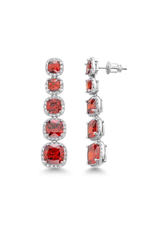 Gorgeous Simulated Sapphire or Simulated Ruby and Zirconia Drop Dangle Earrings for Women