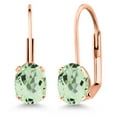 thumbnail image 1 of Gem Stone King Green Prasiolite Rose Gold Plated Leverback Earrings for Women (1.50 Cttw, Gemstone Birthstone, Oval 7X5MM), 1 of 4