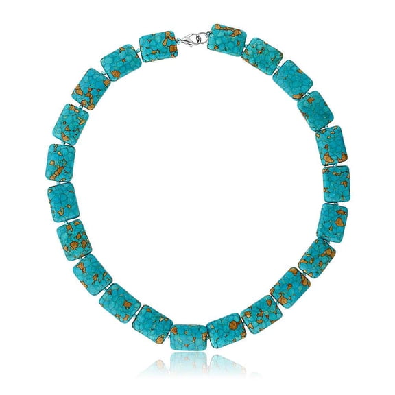 Gem Stone King Green Simulated Turquoise Howlite Necklace 19 inch With Lobster Clasp