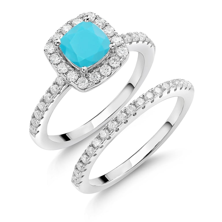 Gem Stone King Custom 3-Stone Birthstone Ring - 925 Sterling Silver & 10K Yellow Gold With Cushion Cut Gemstones