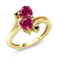 thumbnail image 1 of Gem Stone King 10K Yellow Gold Red Created Ruby Women Heart Shape Diamond Accent Ring 1.96 Cttw (Size 7), 1 of 3