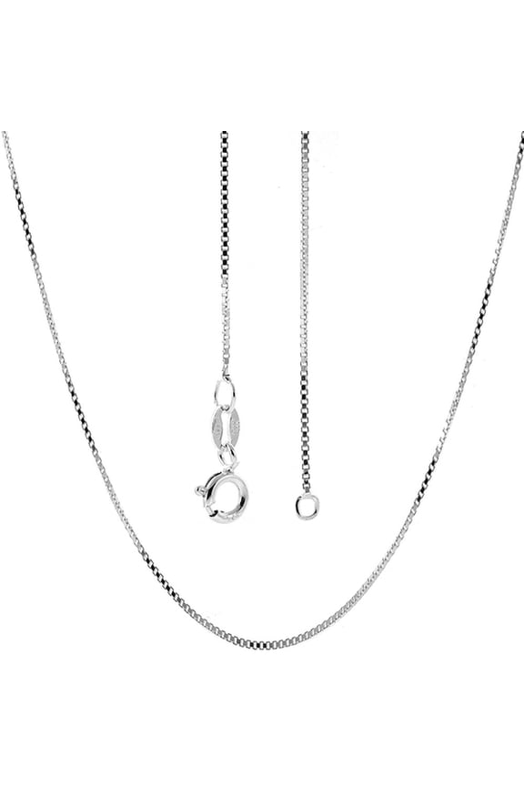 Italian 925 Sterling Silver Box Chain 16 or 18 inches Necklace with Spring-Ring Clasp