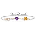thumbnail image 1 of Gem Stone King Keren Hanan 1.80 Ct Peach Morganite Purple Amethyst 925 Silver and 10K Yellow Gold Lab Grown Diamond Bracelet for Women, 1 of 5