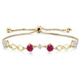 thumbnail image 1 of Gem Stone King Keren Hanan 18K Yellow Gold Plated Silver Women Adjustable Infinity Tennis Link Bracelet Ruby Moissanite (2.17 Cttw), 1 of 3