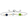 thumbnail image 1 of Gem Stone King Keren Hanan 2.06 Ct Blue Sapphire Sky Blue Aquamarine 925 Silver and 10K Yellow Gold Lab Grown Diamond Bracelet for Women, 1 of 5