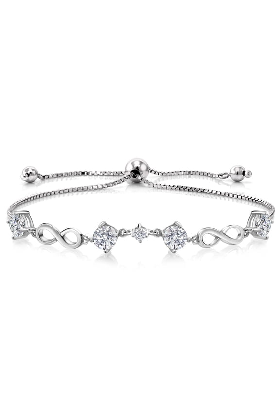 Keren Hanan 2.07 Ct Round G-H Lab Grown Diamond 925 Sterling Silver Adjustable Infinity Tennis Link Bracelet for Women
