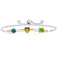 thumbnail image 1 of Gem Stone King Keren Hanan 2.08 Ct London Blue Topaz Yellow Citrine 925 Silver and 10K Yellow Gold Lab Grown Diamond Bracelet for Women, 1 of 5