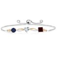 thumbnail image 1 of Gem Stone King Keren Hanan 2.25 Ct Blue Sapphire Sky Blue Aquamarine 925 Silver and 10K Yellow Gold Lab Grown Diamond Bracelet for Women, 1 of 5