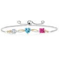 thumbnail image 1 of Gem Stone King Keren Hanan 2.25 Ct E-F Lab Grown Diamond Swiss Blue Topaz 925 Silver and 10K Yellow Gold Bracelet for Women, 1 of 5
