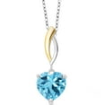 thumbnail image 1 of Gem Stone King Keren Hanan 4.00 Ct Heart Shape Heart Shape Swiss Blue Topaz 925 Silver and 10K Yellow Gold Pendant with Chain, 1 of 3
