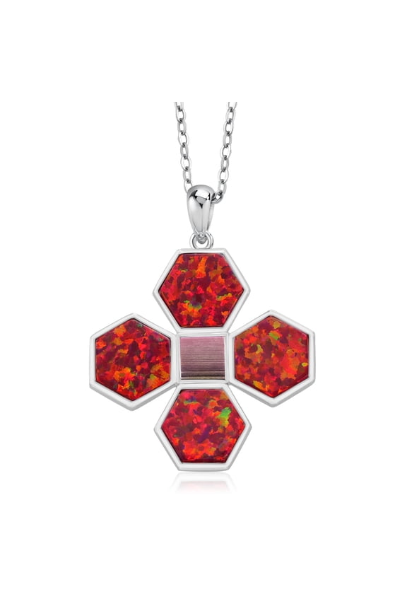 Jerusalem Nano Bible New Testament First Light Pendant Necklace for Women | 925 Sterling Silver | Red Created Opal | With 18 inch Silver Chain | Designed By By Keren Hanan