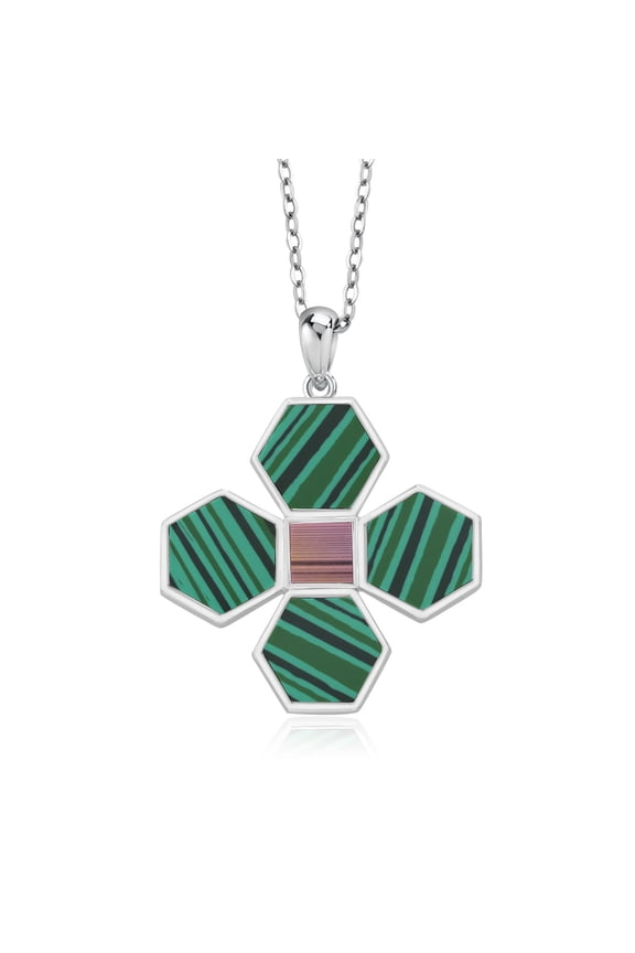 Keren Hanan First Light 925 Sterling Silver Star of Bethlehem Pendant Malachite Jerusalem Nano Bible and 18 inch Silver Chain