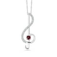 thumbnail image 1 of Gem Stone King Keren Hanan Inspired by Music 10K White Gold E-F Lab Grown Diamond and Round Red Rhodolite Garnet Treble Clef Pendant, 1 of 4