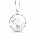 thumbnail image 1 of Gem Stone King Keren Hanan Mother`s Affection 925 Sterling Silver White Moissanite Pendant Necklace for Women (0.47 Cttw, with 18 inch Silver Chain), 1 of 4