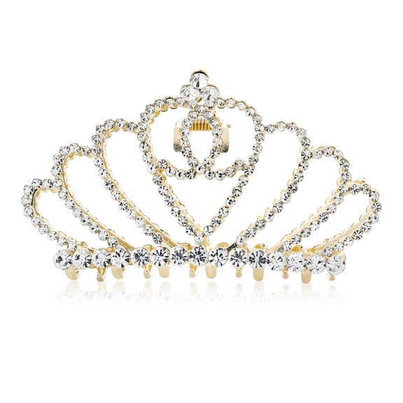 Gem Stone King Large Princess Tiara Strong Thin and Thick Hair Claw Clip with Sparkinling Stones for Women 4x2.5 inch
