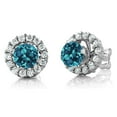 thumbnail image 1 of Gem Stone King London Blue Topaz 925 Sterling Silver Stud Earrings with Jackets for Women (1.49 Cttw, 5MM Center Stone), 1 of 3
