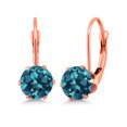 thumbnail image 1 of Gem Stone King London Blue Topaz Leverback Earrings for Women (2.20 Cttw, Gemstone November Birthstone, Round 6MM), 1 of 4