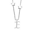 thumbnail image 1 of Gem Stone King Made in Italy 925 Sterling Silver Heart Pendant Necklace for Women with Dangling Initial E Letter Charm with Moissanite, 1 of 4