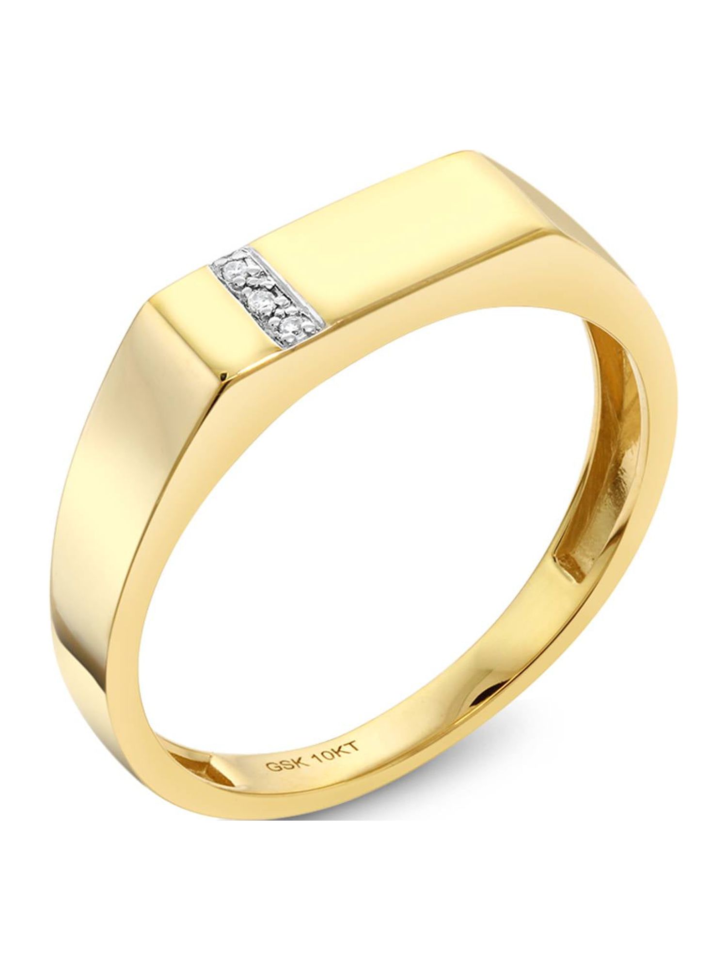 Men's 10k Yellow Gold Solid Band Diamond Dad Ring - Size 8, Engraved 'DAD' Design