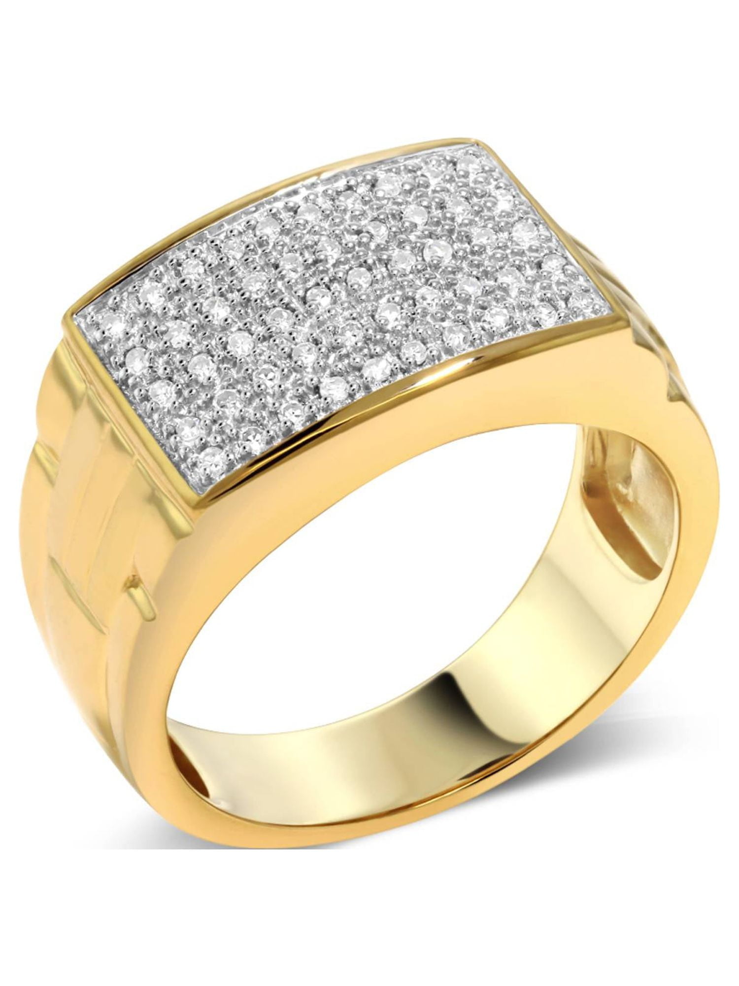 0.65 Carats t.w. VS Diamond Signet Mens Ring 14K Two Tone Gold 11.2 Grams –  NGDC.LA