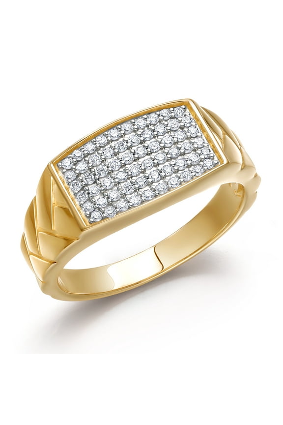 10K Yellow Gold White Lab Grown Diamond Ring for Men | 0.46 Cttw | Gold Ring for Men | Size 11