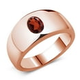 thumbnail image 1 of Gem Stone King Men's 18K Rose Gold Plated Silver Red Garnet Ring | 1.50 Cttw | Oval 8X6MM | Gemstone January Birthstone | Size 12, 1 of 4