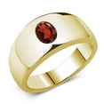 thumbnail image 1 of Gem Stone King Men's 18K Yellow Gold Plated Silver Red Garnet Ring | 1.50 Cttw | Oval 8X6MM | Gemstone January Birthstone | Size 11, 1 of 4