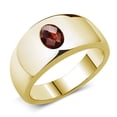 thumbnail image 1 of Gem Stone King Men's 18K Yellow Gold Plated Silver Red Garnet Ring | 1.53 Cttw | Oval Checkerboard 8X6MM | Gemstone January Birthstone | Size 12, 1 of 4
