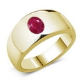 thumbnail image 1 of Gem Stone King Men's 18K Yellow Gold Plated Silver Red Ruby Ring | 1.60 Cttw | Oval 8X6MM | Gemstone July Birthstone | Size 10, 1 of 4