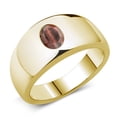 thumbnail image 1 of Gem Stone King Men's 18K Yellow Gold Plated Silver Red Tiger Eye Ring | 1.25 Cttw | Oval 8X6MM | Gemstone | Size 13, 1 of 4