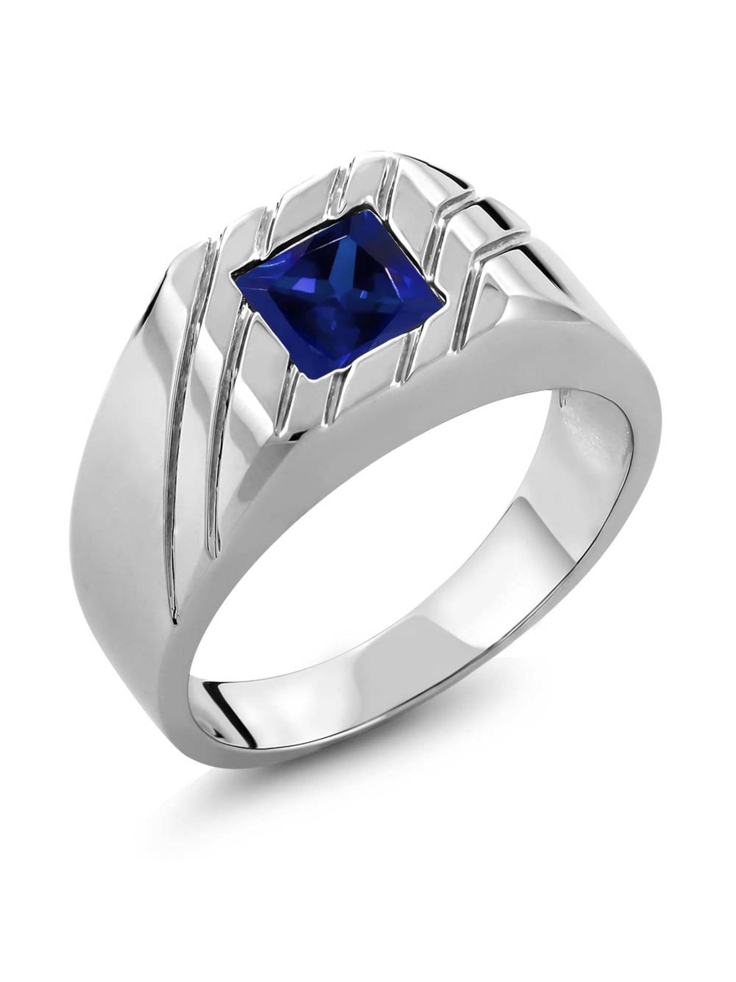 925 silver blue store sapphire ring