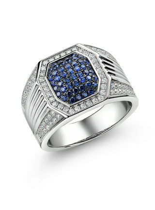 Men's .925 Sterling Silver With Created Blue Sapphire and