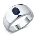 thumbnail image 1 of Gem Stone King 1.80 Cttw Blue Sapphire Ring for Men | 925 Sterling Silver | Oval 8X6MM | Gemstone September Birthstone | Size 10, 1 of 4