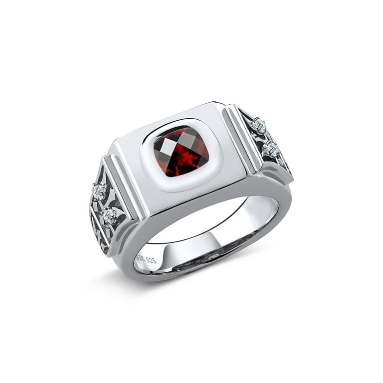 Sterling Silver Cushion Rhodolite Garnet and Diamond Ring Size 7 Sterling Silver Cushion Rhodolite Garnet and Diamond Ring Size 7
