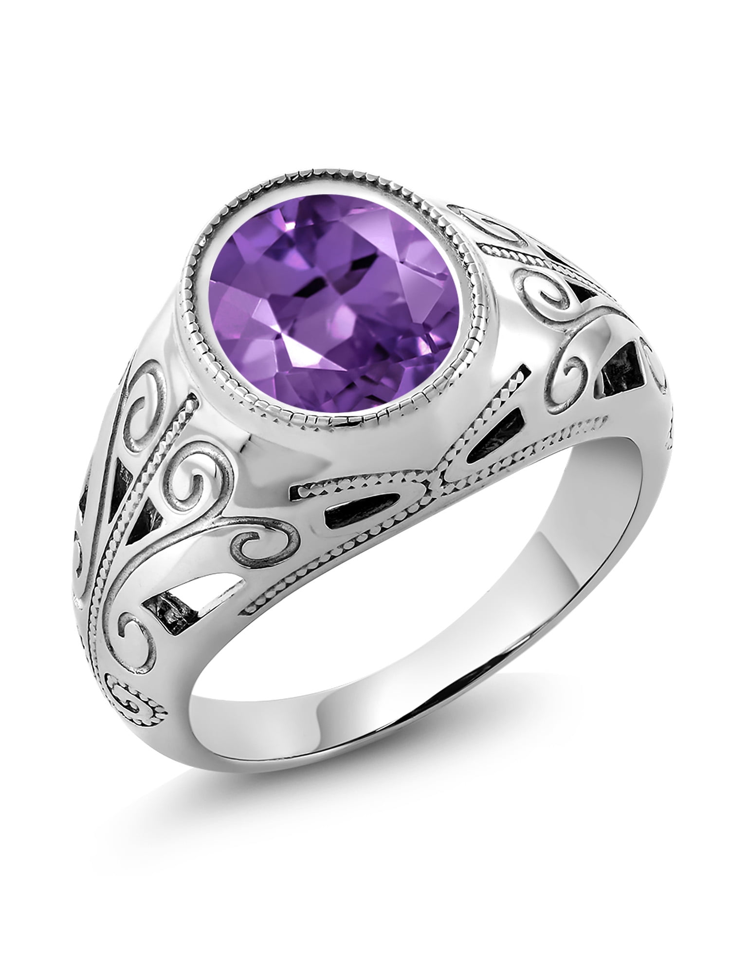 Mens sterling silver hot sale amethyst ring