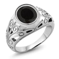 thumbnail image 1 of Gem Stone King 4.29 Cttw Black Onyx Ring for Men | 925 Sterling Silver | Oval 12X10MM | Gemstone Birthstone | Available 7,8,9,10,11,12,13, 1 of 6