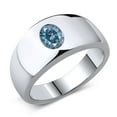thumbnail image 1 of Gem Stone King Persian Blue Moissanite Ring for Men | 925 Sterling Silver | 1.38 Cttw | Oval 8X6MM | Size 9, 1 of 4