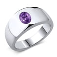 thumbnail image 1 of Gem Stone King Purple Amethyst Ring for Men | 925 Sterling Silver | 1.15 Cttw | Oval 8X6MM | Gemstone February Birthstone | Available in Size 7, 8, 9, 10, 11, 12, 13, 1 of 4