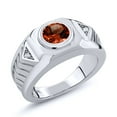 thumbnail image 1 of Gem Stone King Men's 925 Sterling Silver Red Garnet Ring (1.88 Ct Round, Gemstone Birthstone, Available in Size 7, 8, 9, 10, 11, 12, 13), 1 of 5