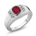 thumbnail image 1 of Gem Stone King Men's 925 Sterling Silver Red Mystic Topaz and White Created Sapphire Ring (1.36 Cttw, Gemstone Birthstone, Available in Size 7, 8, 9, 10, 11, 12, 13), 1 of 6
