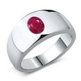 thumbnail image 1 of Gem Stone King Men's 925 Sterling Silver Red Ruby Ring | 1.60 Cttw | Oval 8X6MM | Gemstone July Birthstone | Size 13, 1 of 4