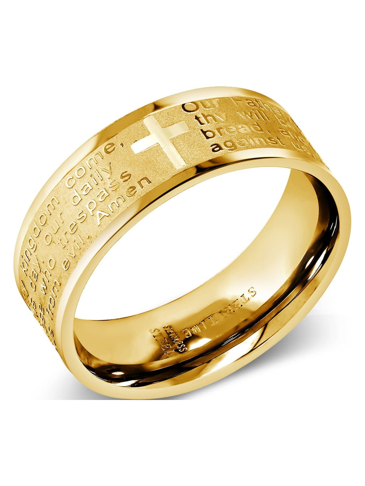 Mens gold wedding deals band with cross