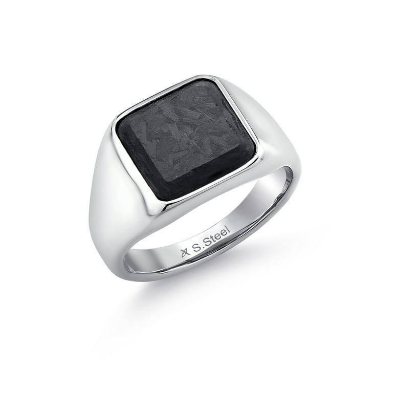Gem Stone King Men's Stainless Steel Black Carbon Fiber Inlay