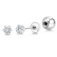 thumbnail image 1 of Gem Stone King Moissanite Platinum Stud Earrings for Women Men | 0.20 Cttw | Gemstone Birthstone | Round 3MM, 1 of 6