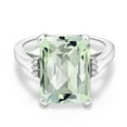 thumbnail image 1 of Gem Stone King 6.67 Cttw Green Prasiolite Engagement Ring for Women | 925 Sterling Silver| Octagon Checkerboard 14X10MM | Gemstone Birthstone | Size 7, 1 of 5